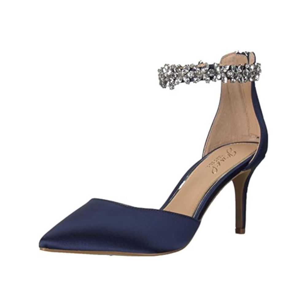 BADGLEY MISCHKA Womens Navy Dorsay Raleigh Pointed Toe Stiletto Pumps 8.5 M
